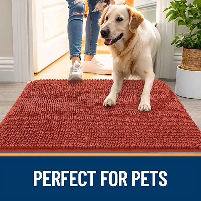 OLANLY Dog Door Mat for Muddy Paws 70x35, Super Absorbent Chenille Mud Mat | - Image 6