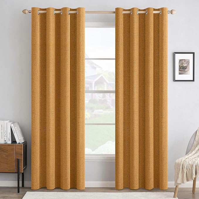 MIULEE 100% Blackout Linen Curtains by MIULEE