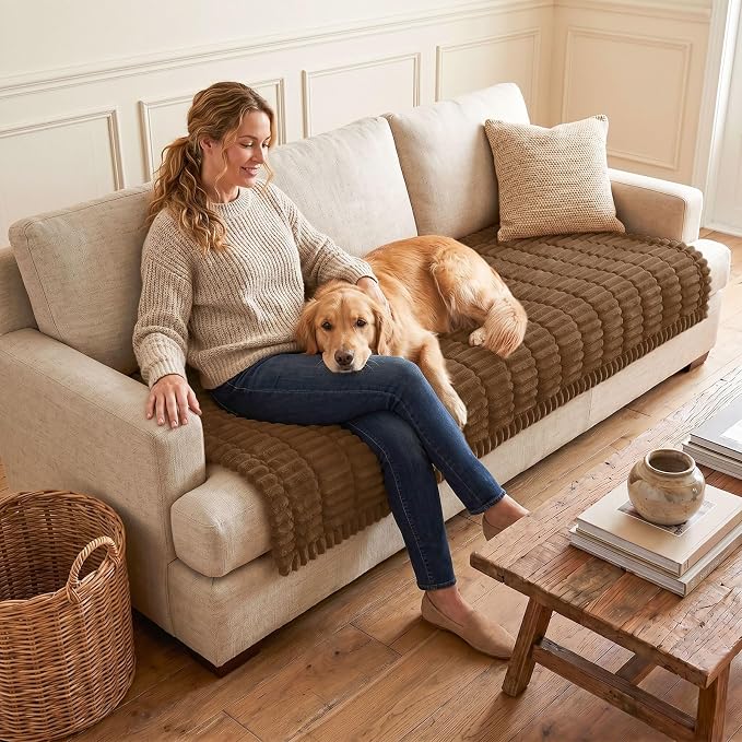 Couch Cover for Dogs, Washable Non Slip Plush Flannel Sofa Protector | Thick - Image 2