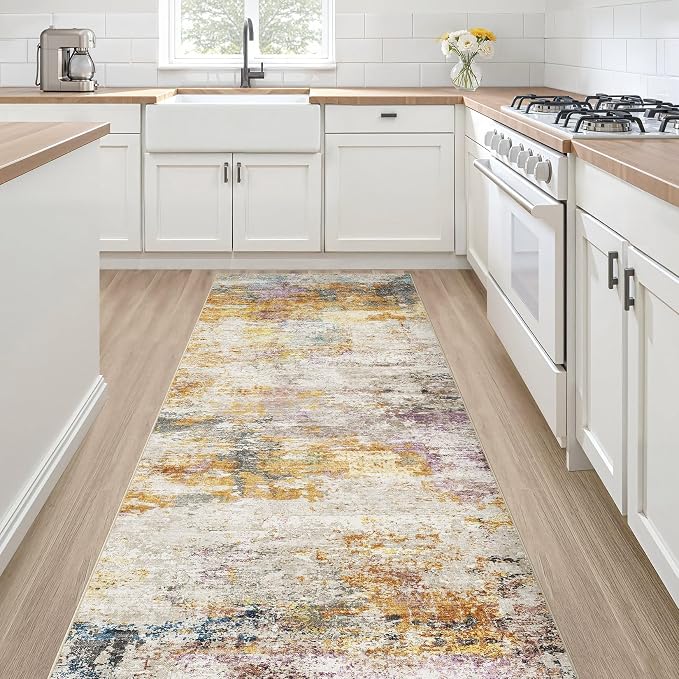 LOONGRUG Runner Rug 2x5 Washable Non-Slip Kitchen Neutral Modern Rug | Abstract by LOONGRUG