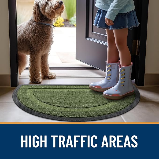 OLANLY Half Circle Front Door Mat Outside 29.5x17 All-Season Rubber Doormat | - Image 7