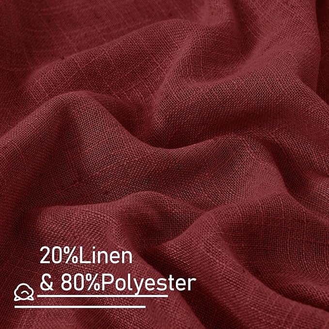 Burgundy Red Linen Curtains 90 Inch - Image 2