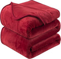 Flannel Fleece Travel Size Summer Blanket All Season 350GSM Lightweight Throw for The Bed Extra Soft Brush Fabric Winter Warm Sofa Blanket 50"x 61"(Burgundy Red Travel)