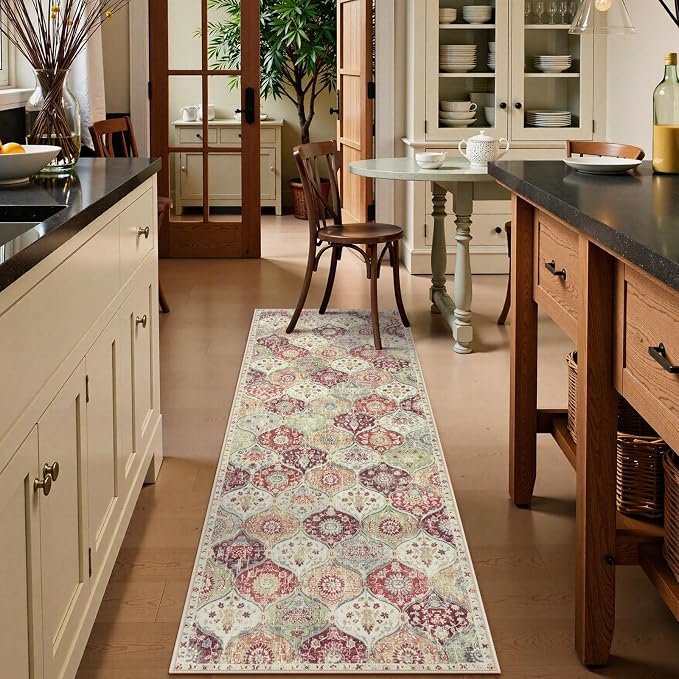 Lahome Moroccan Hallway Runner, 2x6 Kitchen Runner Rug Non Skid Washable | - Image 2