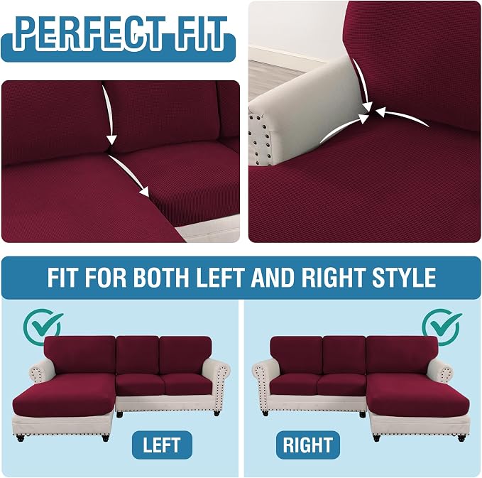 H.VERSAILTEX Sectional Couch Covers 6 Pieces Stretch Sofa Covers - Image 5