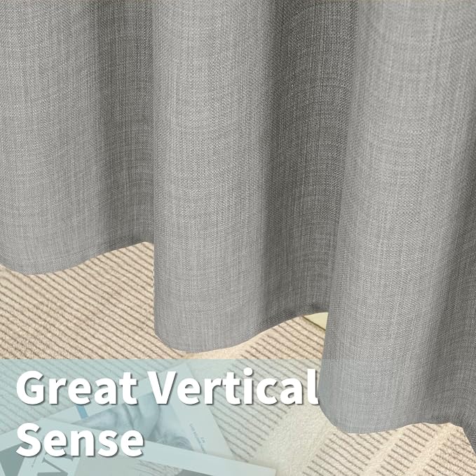 Light Filtering Grey Linen Curtains 95 Inch - Image 6