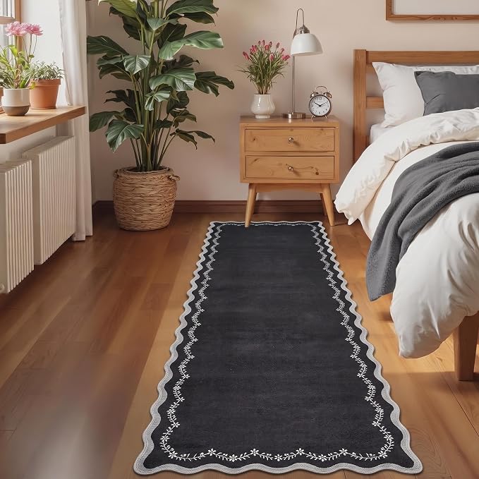 GarveeHome 2x6 Scalloped Washable Runner Rug Non Slip Hallway Kitchen Rug | - Image 3