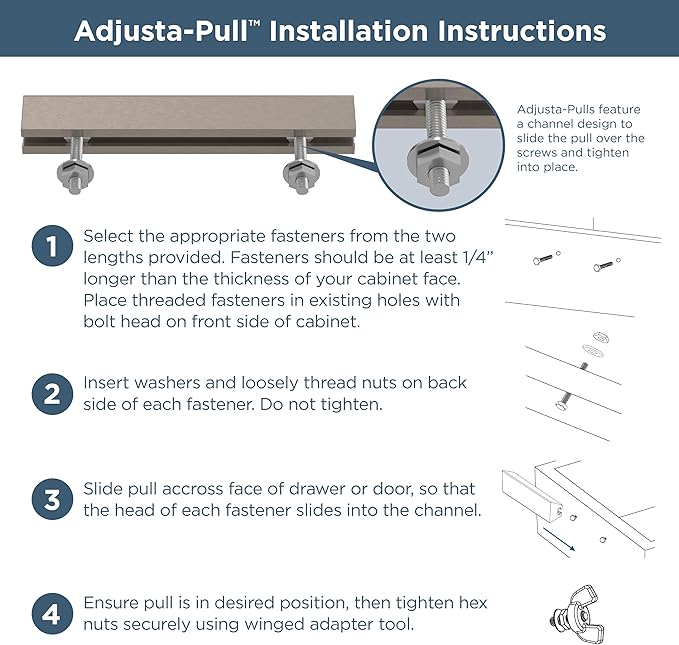 Franklin Brass Adjusta-Pull (5-Pack) Adjustable Drawer Pulls | Fits 1 to 4 Inch Hole Centers | Satin Nickel Cabinet Handles| Modern Arch P43970K-SNM-CP