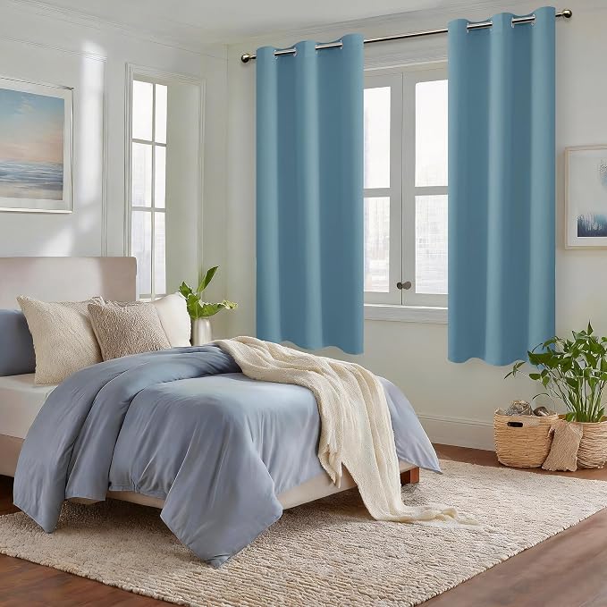 Blackout Curtains for Bedroom, Stone Blue, 42 x 72 Inch, 2 Panels | Noise - Image 6