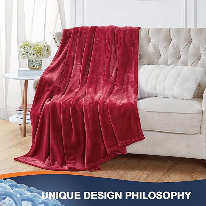 Walensee Fleece Blanket Plush Throw Fuzzy Lightweight (XL-Twin Size 66x90 Red) Super Soft Microfiber Flannel Blankets for Couch, Bed, Sofa Ultra Luxurious Warm and Cozy for All Seasons