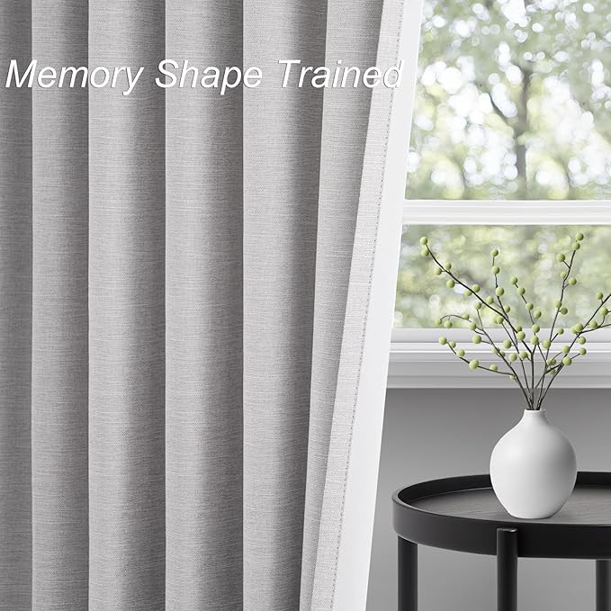Topfinel 95 Inches Length Custom Blackout Linen Curtains Back Tab Pinch Pleated - Image 4