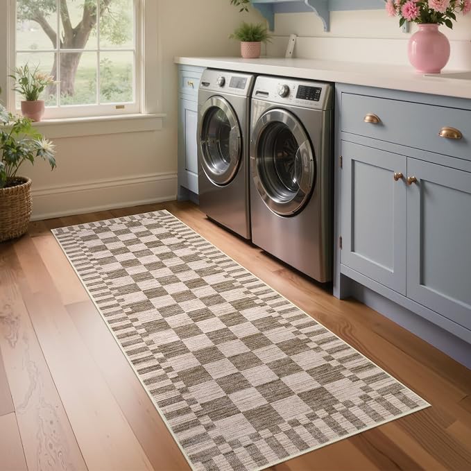GarveeHome 2.5x8 Checkered Kitchen Runner Rug - Image 2