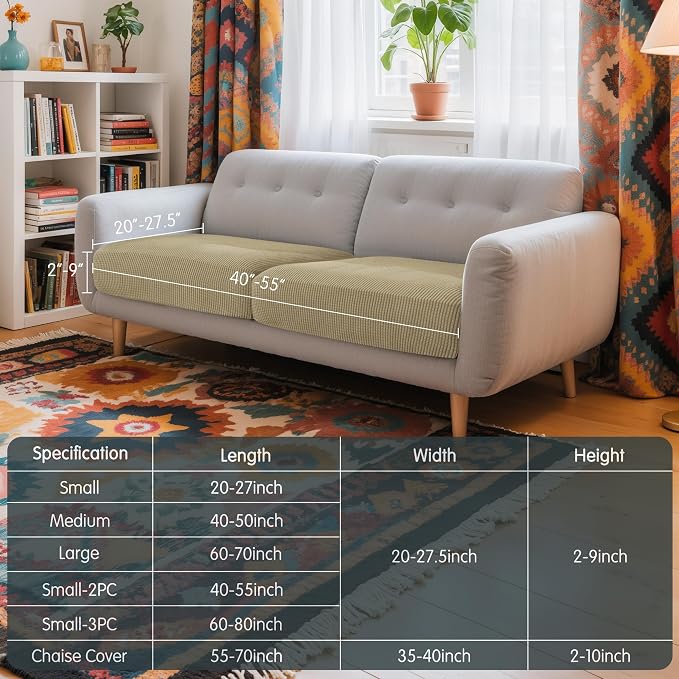Hokway Stretch Couch Cushion Covers, 2 Piece Individual Sofa Cushion - Image 3