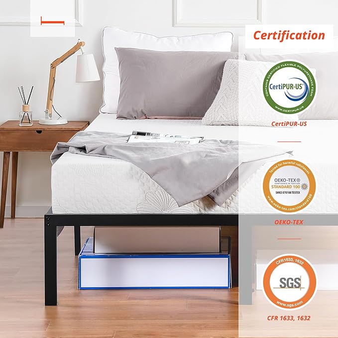 PrimaSleep King Mattress, 9 Inch Gel Memory Foam Mattress, Gel Infused for Comfort and Pressure Relief, CertiPUR-US Certified, Bed-in-a-Box, Medium Firm, King Size