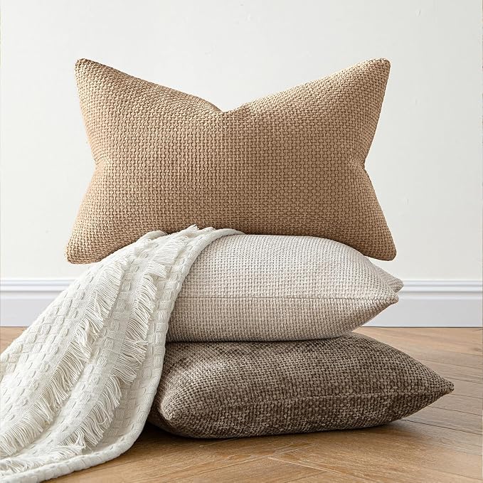 MIULEE Decorative Couch Throw Pillow Covers 18x18 Inch Khaki Camel 2 Pack | - Image 6