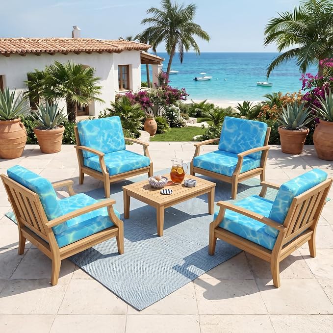8Pcs Patio Cushion Covers Stretch Outdoor Furniture Protector Slipcovers | - Image 6