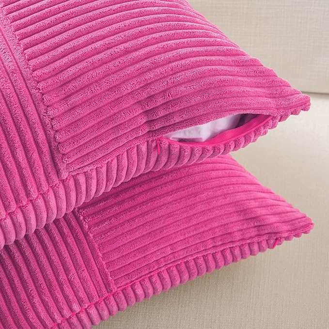 Fancy Homi 2 Packs Hot Pink Samll Decorative Throw Pillow Covers 14x14 Inch - Image 4