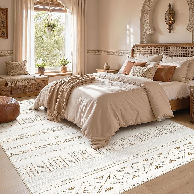 cotiled Boho 9x12 Area Rug for Living Room: Large Moroccan Washable Rug | Solve - Image 6
