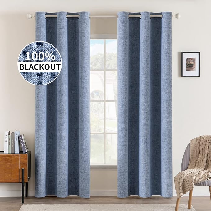 MIULEE 100% Blackout Linen Curtains by MIULEE