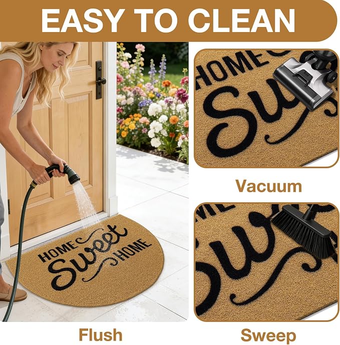 OLANLY Half Circle Front Door Mat, Low Profile Doormat, Stain and Fade Resistant - Image 6