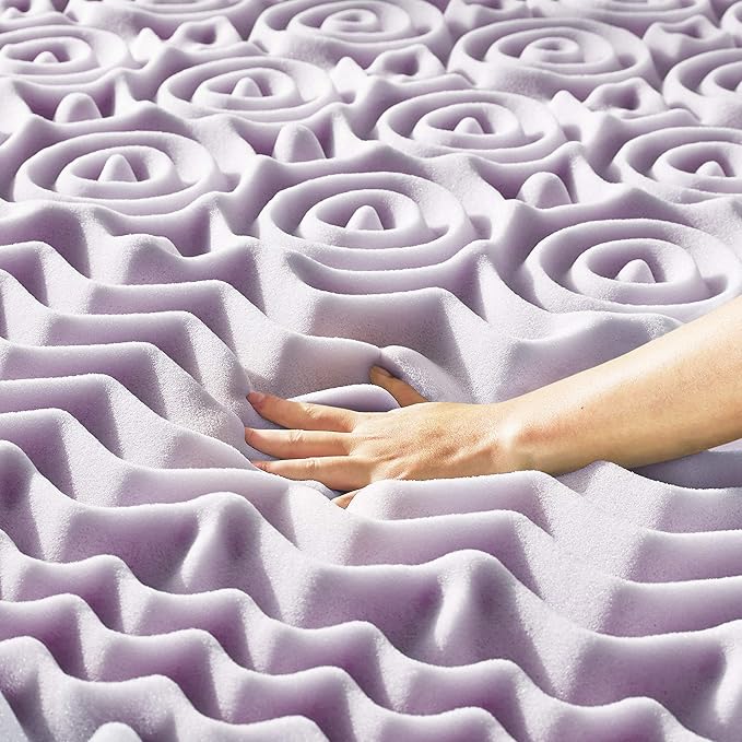 Mellow 2 Inch 5-Zone Memory Foam Mattress Topper, Soothing Lavender Infusion, Dorm Essentials, Full