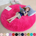 Amdrebio Hot Pink Plush Round Circle Rug 5Ft by Amdrebio