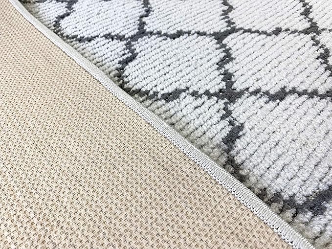 Custom Size Modern Runner Rug Carpet for Hallway Entryway Foyer Kitchen, Slip Resistant Latex Rubber Backed 31 inch Wide X Customized Length, Trellis Grey, 31 inch X 26 feet