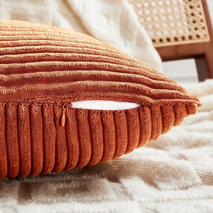 Fancy Homi Set of 2 Burnt Orange Lumbar Decorative Throw Pillow Covers 16x32 - Image 4