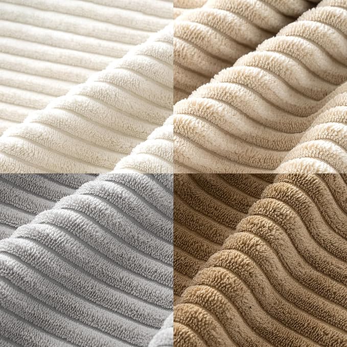 MIULEE Soft Corduroy Decorative Throw Pillow Covers Neutral 18x18 | Set of 4 - Image 3
