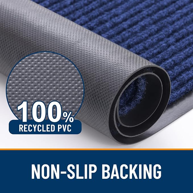 OLANLY 2-Pack Front Door Mats 47x23, Waterproof Heavy-Duty Doormats | Blue - Image 3