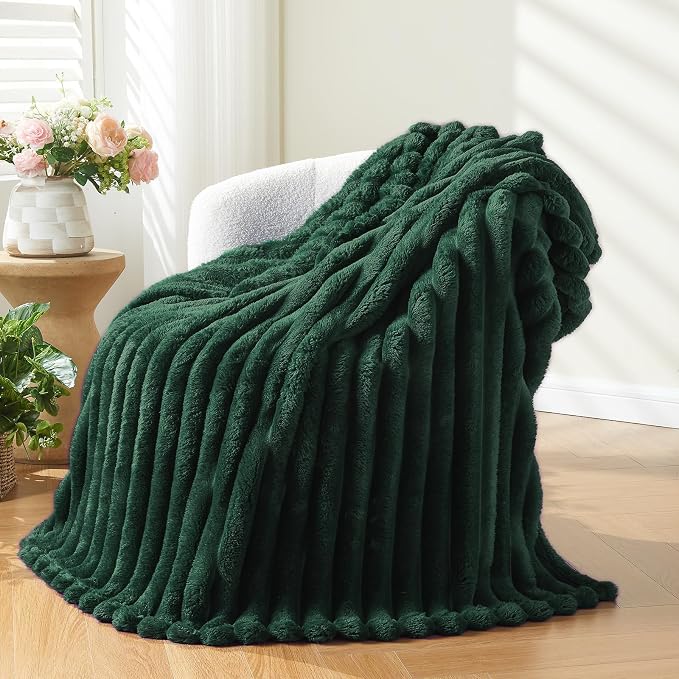 NEWCOSPLAY Fleece Ribbed Cozy Throw Blanket by NEWCOSPLAY