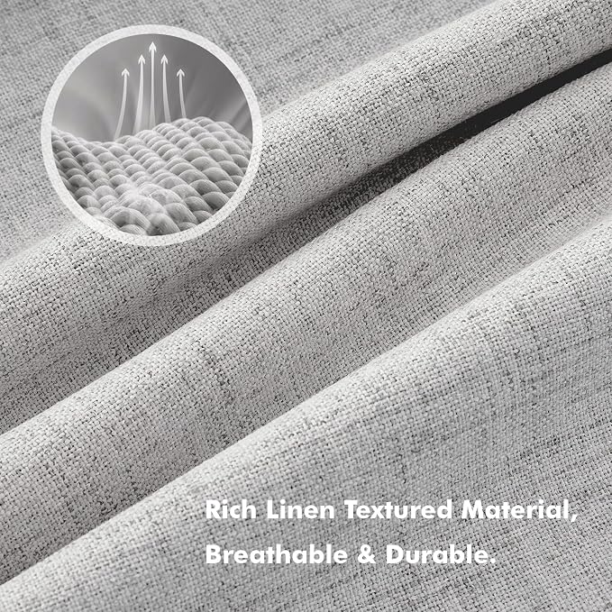 MIULEE 100% Blackout Linen Curtains 42 x 90 Inch Greyish White 2 Panels | - Image 3
