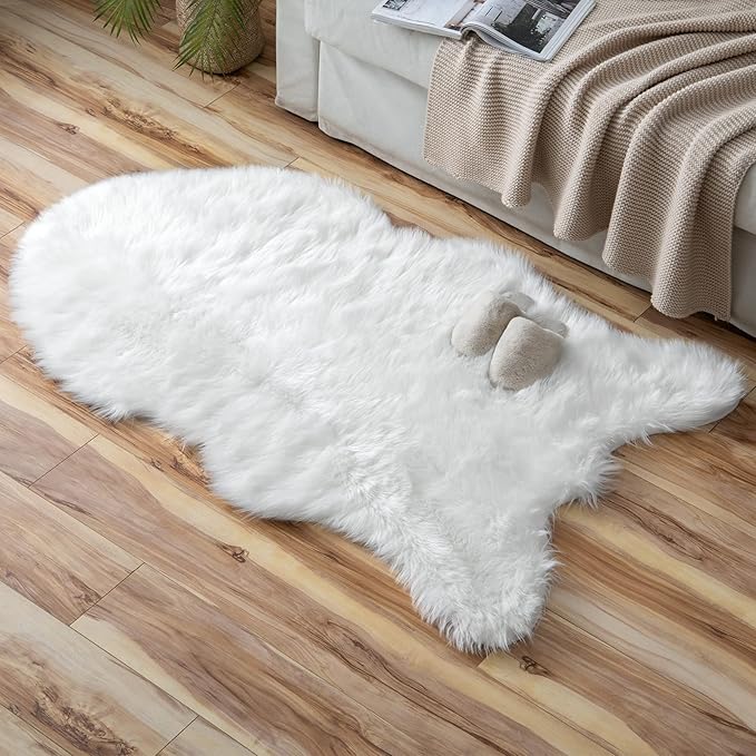 MIULEE Fluffy Area Rug 3'x5' Large Faux Fur Sheepskin Rug - Image 7
