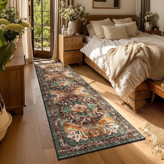 Yamaziot Washable Runner Rug, 2x7 Non-Slip Boho Vintage Hallway Kitchen Rug | - Image 6