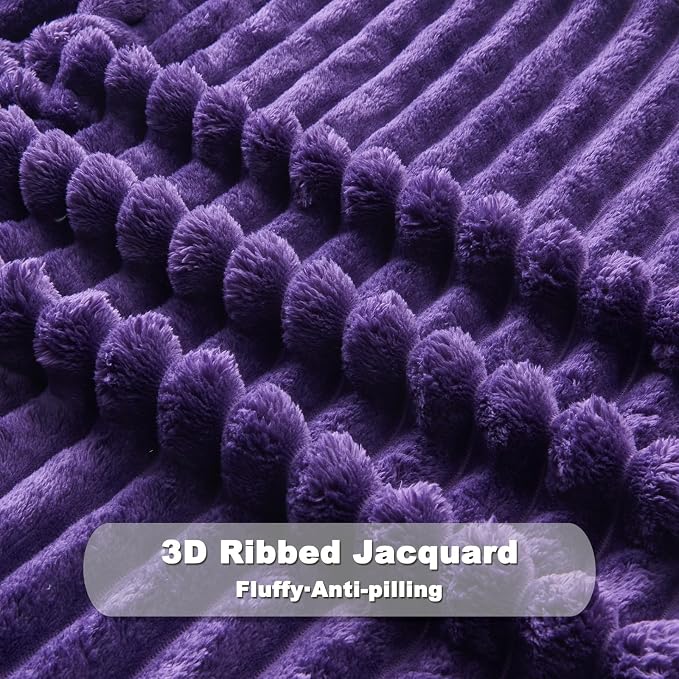 NEWCOSPLAY Fleece Ribbed Cozy Queen Blanket - Image 5