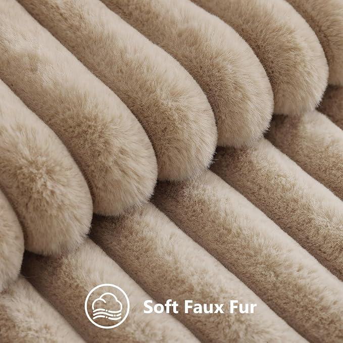 decorUhome Fall Faux Fur Throw Pillow Covers 20x20 Set of 2 Khaki Brown | - Image 2