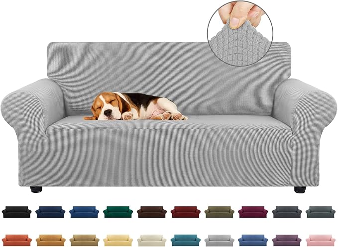 Stretch Loveseat Couch Cover, 2 Cushion Couch Slipcover, Elastic Bottom by KEKUOU