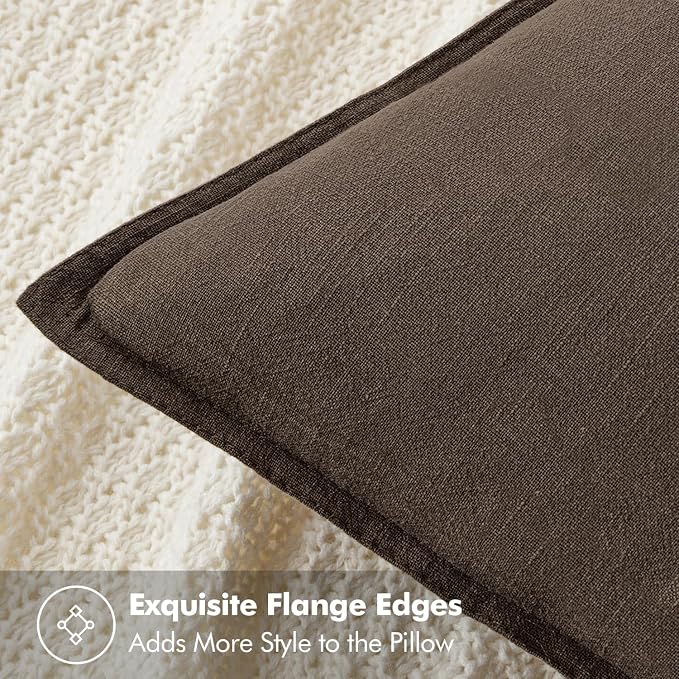 MIULEE Decorative Linen Lumbar Pillow Cover 12x20 Inch Dark Coffee | Fall - Image 5