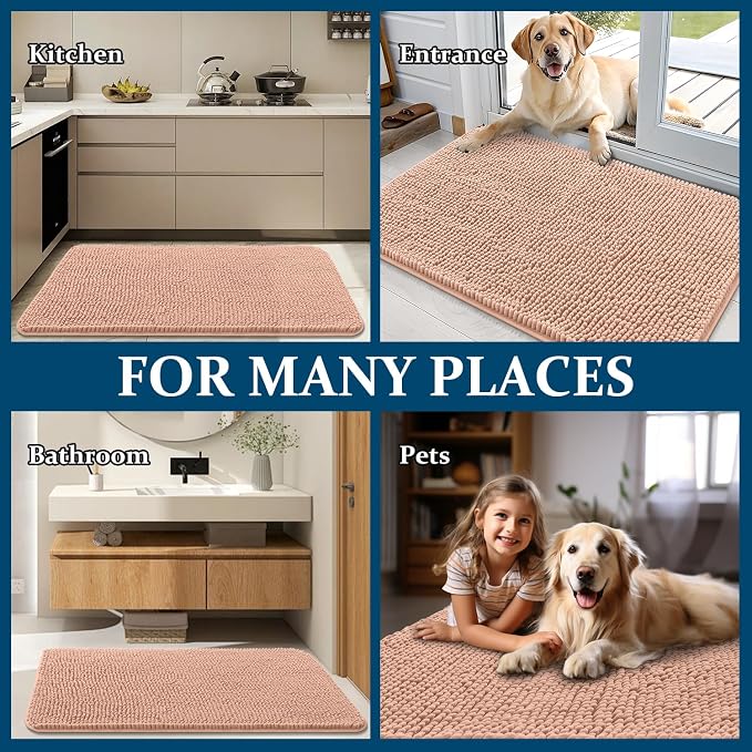 OLANLY Dog Door Mat for Muddy Paws 54x32, Super Absorbent Chenille Mud Mat | - Image 8