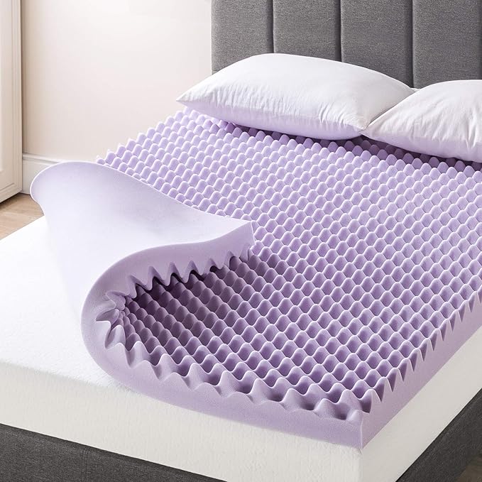 Best Price Mattress 4 Inch Egg Crate Memory Foam Mattress Topper with Soothing Lavender Infusion, CertiPUR-US Certified, Dorm Essentials, Twin XL