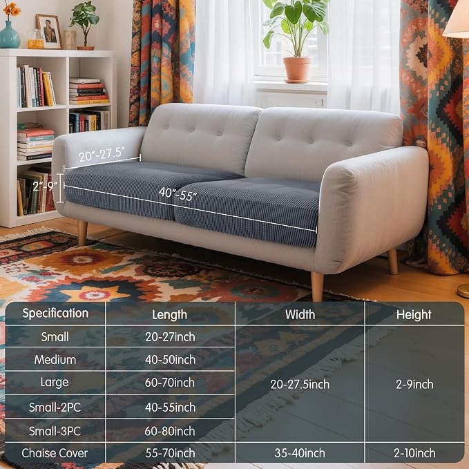 Hokway Stretch Individual Couch Cushion Slipcovers Reversible Cushion Protector - Image 3