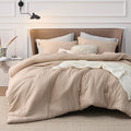 Bedsure Queen Comforter Set - Warm Sand Comforter Queen Size, Soft Bedding for All Seasons, Cationic Dyed Bedding Set, 3 Pieces, 1 Comforter (90"x90") and 2 Pillow Shams (20"x26"+2")