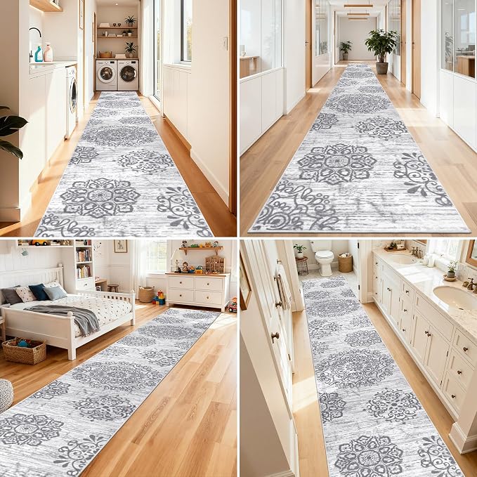 HEBE Hallway Runner Rug 3'x20', Washable Non Slip Kitchen Rug Runner | Soft - Image 6