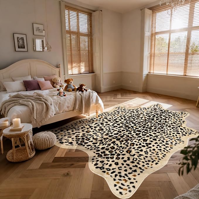 Cheetah Rug, Leopard Print Rug 5.2x6.6 Faux Animal Print Carpet Cheetah Area Rug - Image 7