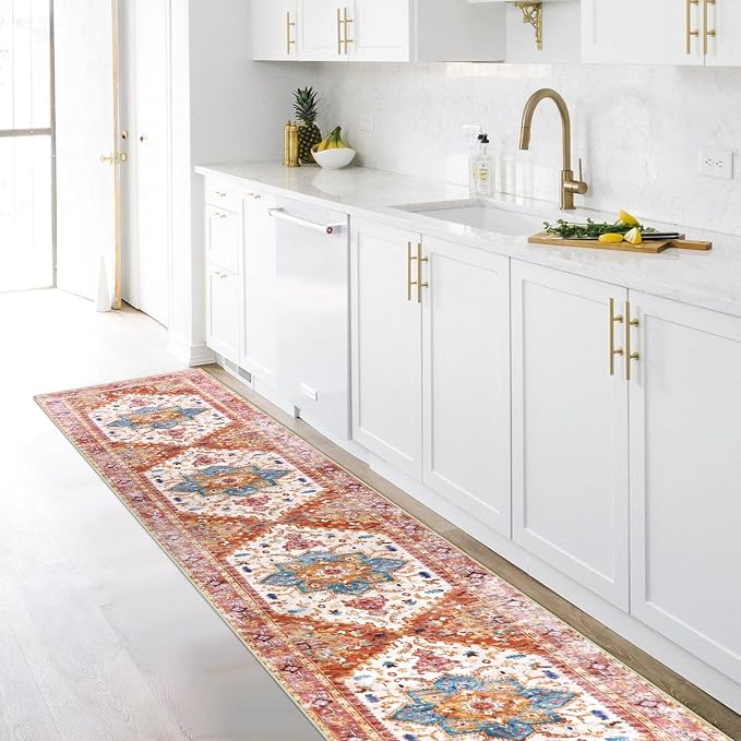 Yamaziot Washable Runner Rug, 2x10 Non-Slip Boho Hallway Kitchen Rug | Stain - Image 4