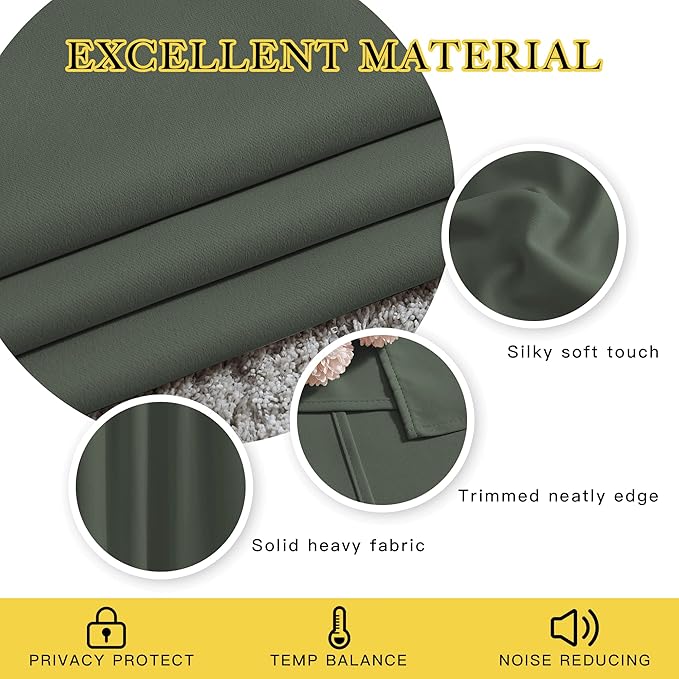 NICETOWN Dark Mallard Curtains 96 inches Long, Grommet Thermal Insulated - Image 4