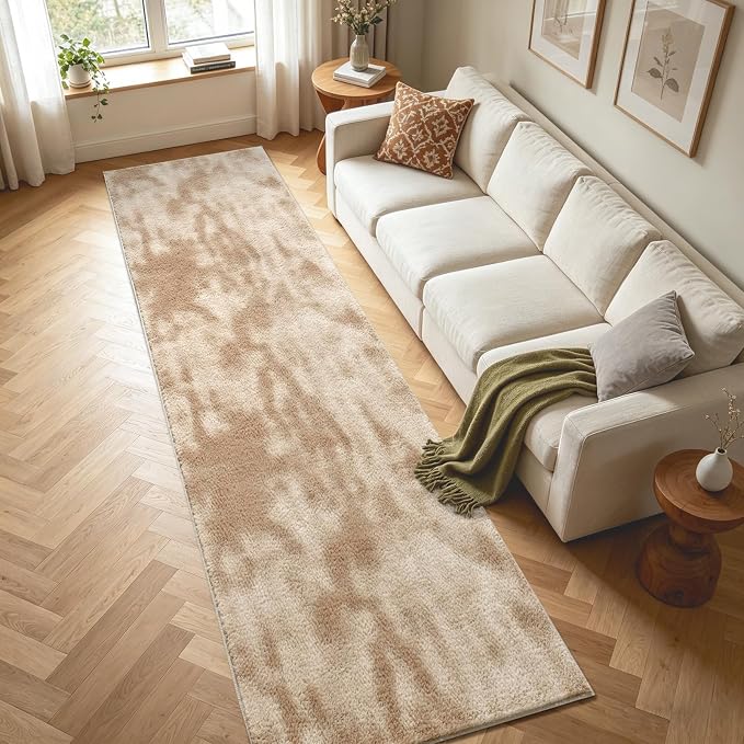 2x10 Tie-dye Beige Runner Rug Washable Non-Slip - Image 4