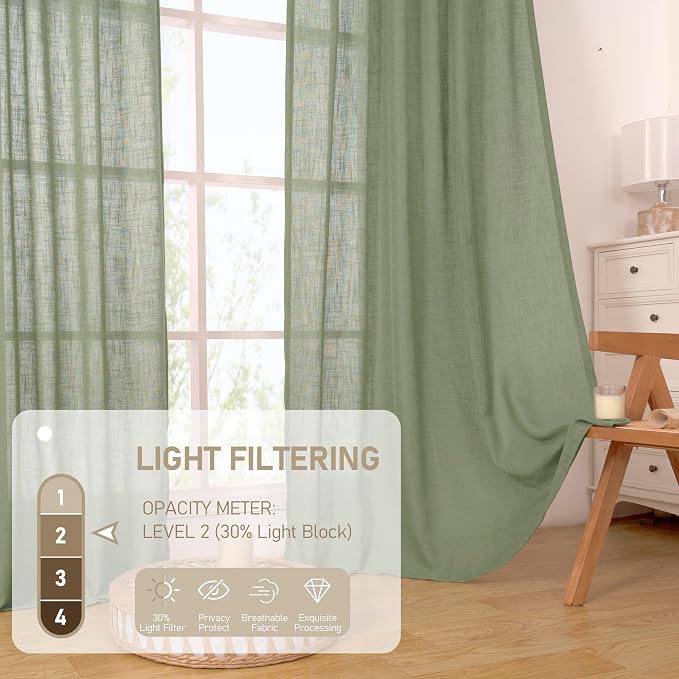 Sheer Linen Curtains 63 inches Long - Image 4