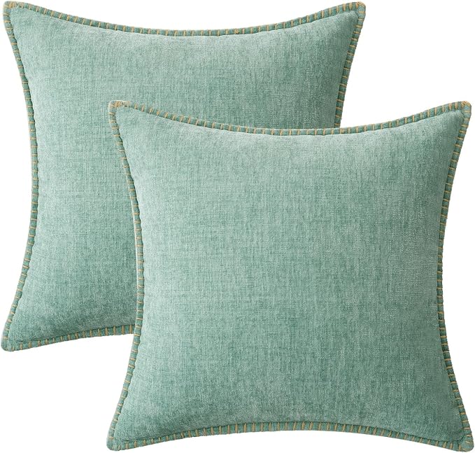 MIULEE Decorative Couch Throw Pillow Covers 20x20 Inch Aqua Green 2 Pack | - Image 6