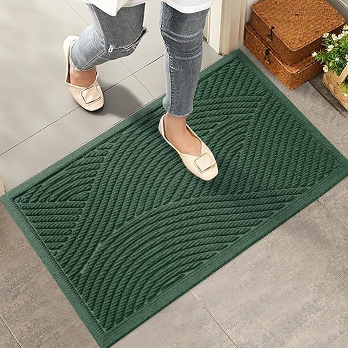 Sturdy Front Door Mat, Absorbent Muddy Dirt Resist Welcome Door Mats Outdoor by HIYARD